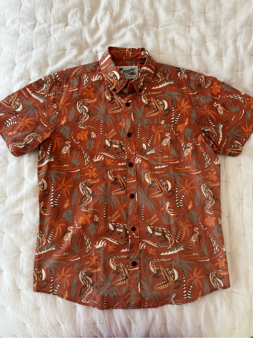 Howler Brothers Rust Tropical Short-Sleeve Button-Up Shirt